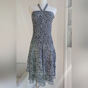 Ann Taylor Silk Halter Ruffle Dress